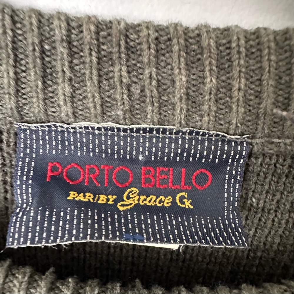 Porto Bello Mens Large Knit Academia Sweater Gray Geometric 90s Y2K Classic - Picture 5 of 5